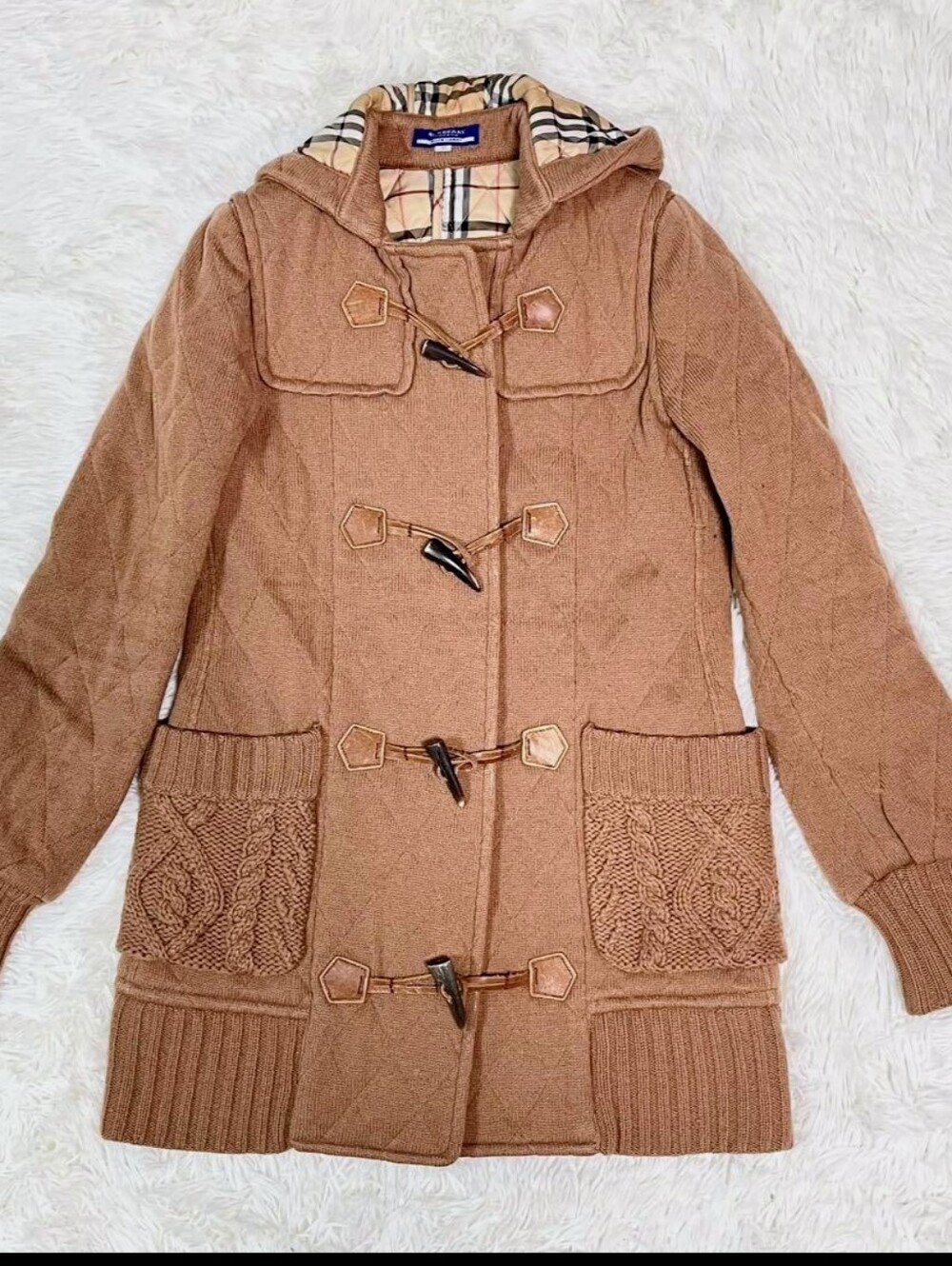 Burberry Brown Hooded Wool-Blend Toggle Pea Coat - Picture 5 of 5
